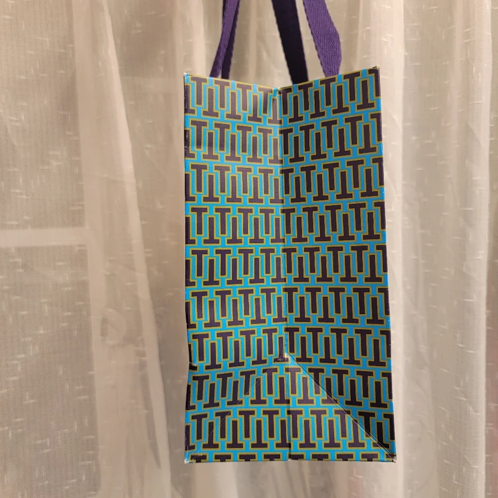 Tory Burch Shopping Bag Teal, Purple, & Neon Yellow Green